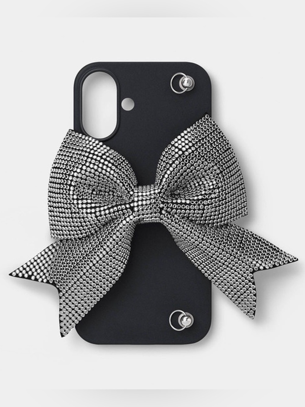 heyday Black iPhone 17 Pro Max Case with Silver Rhinestone Bow